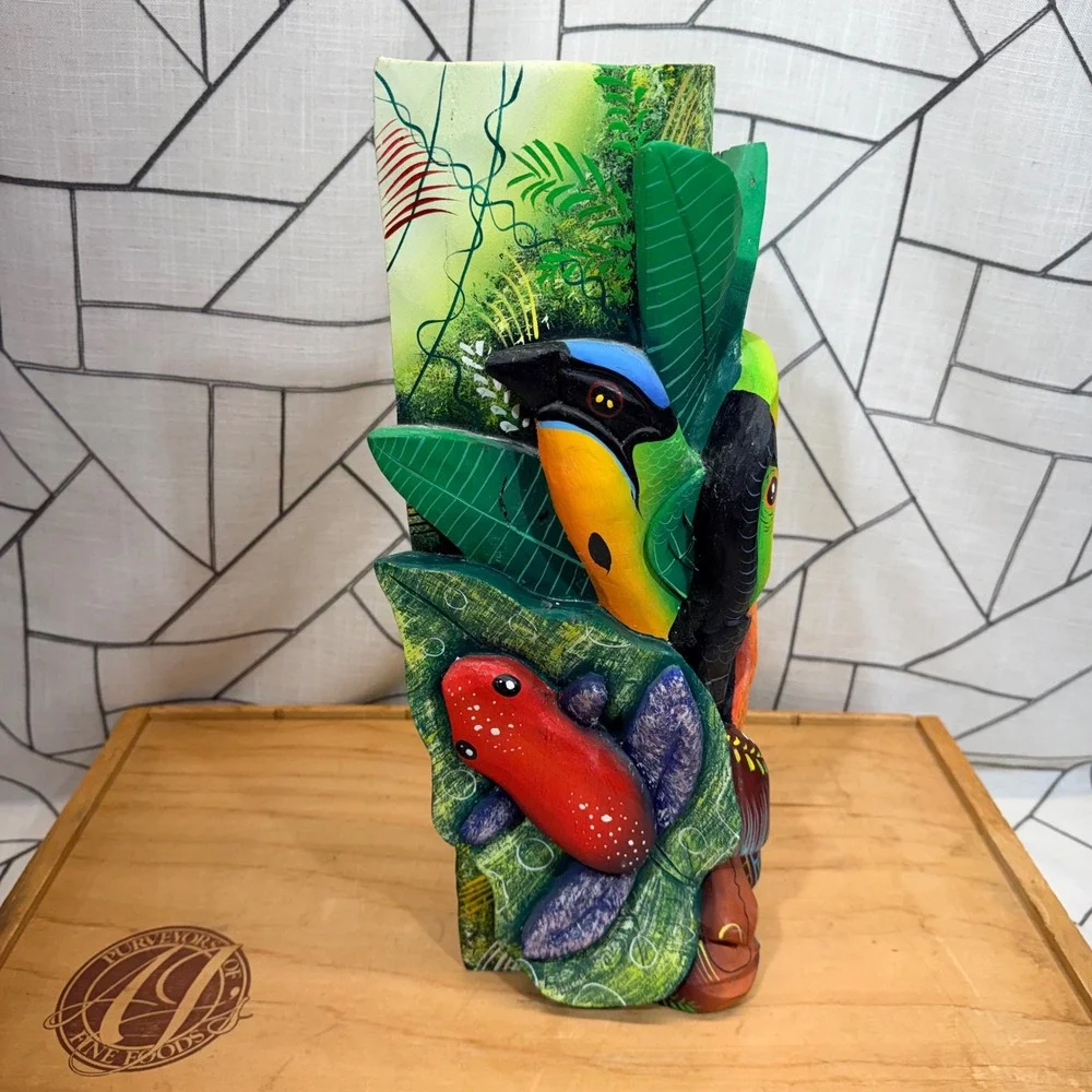 Costa Rica Boruca Mask Hand Carved Wood Toucan Snake Frog Jungle Folk Art 16